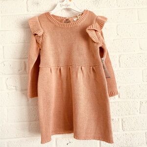 JESSICA SIMPSON SWEATER DRESS 2T TODDLER PINK MAUVE RUFFLE NEW